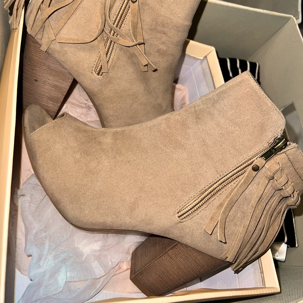 Beige Peep Toe Booties